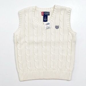 NEW Chaps little boys cream cable knit sweater vest